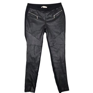 Michael‎ Kors Black Faux Leather Moto Paneled Leggings Pants Womens Size 6